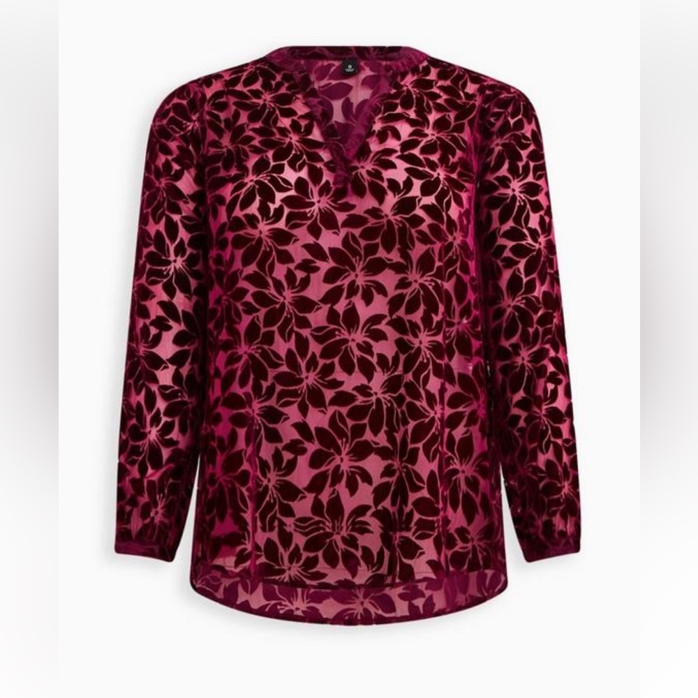 Torrid burgundy burn out velvet pullover top, NWT